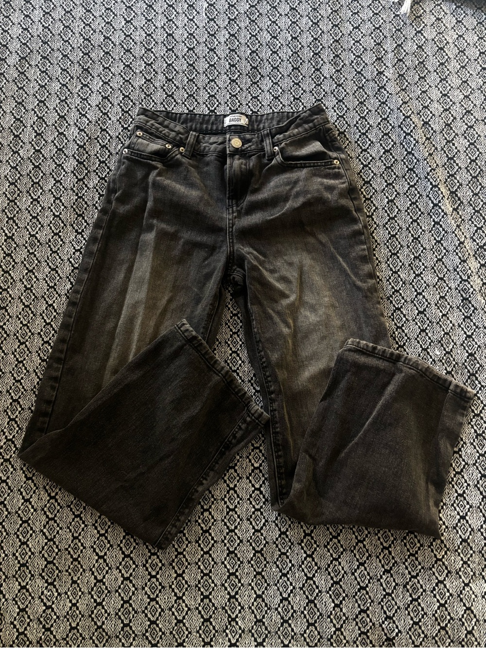 refuge Women's Baggy Jeans in Washed Black